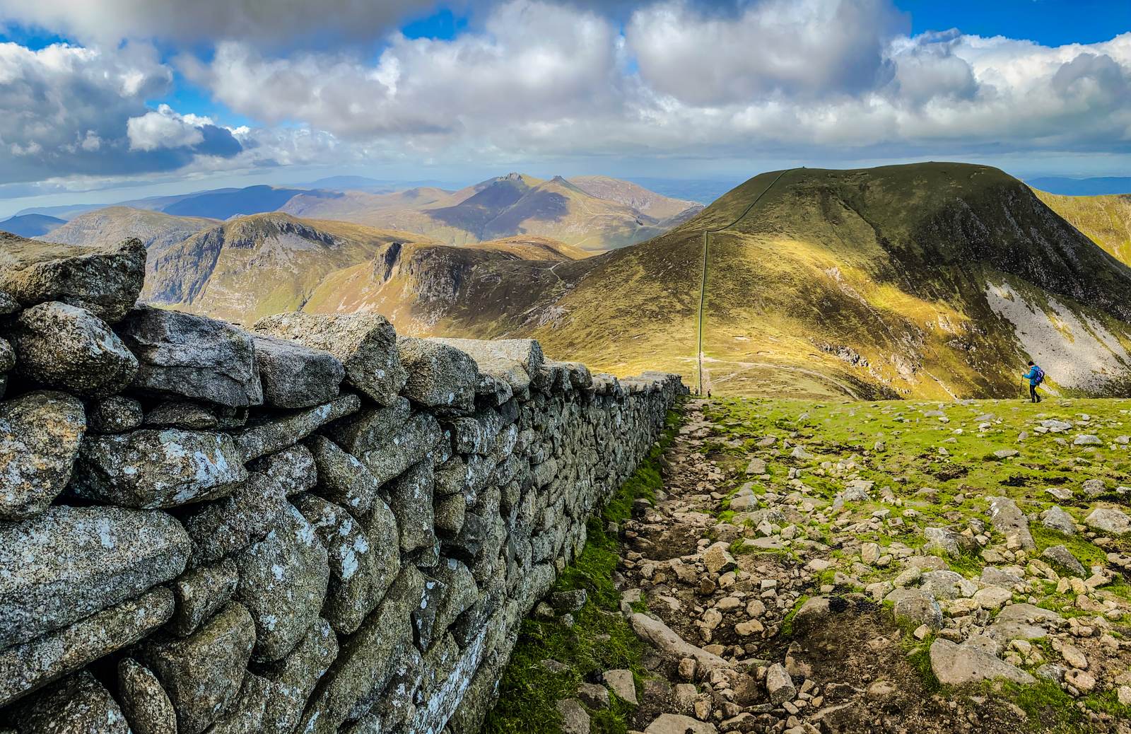 The Mourne Wall and mountains seen from Donard